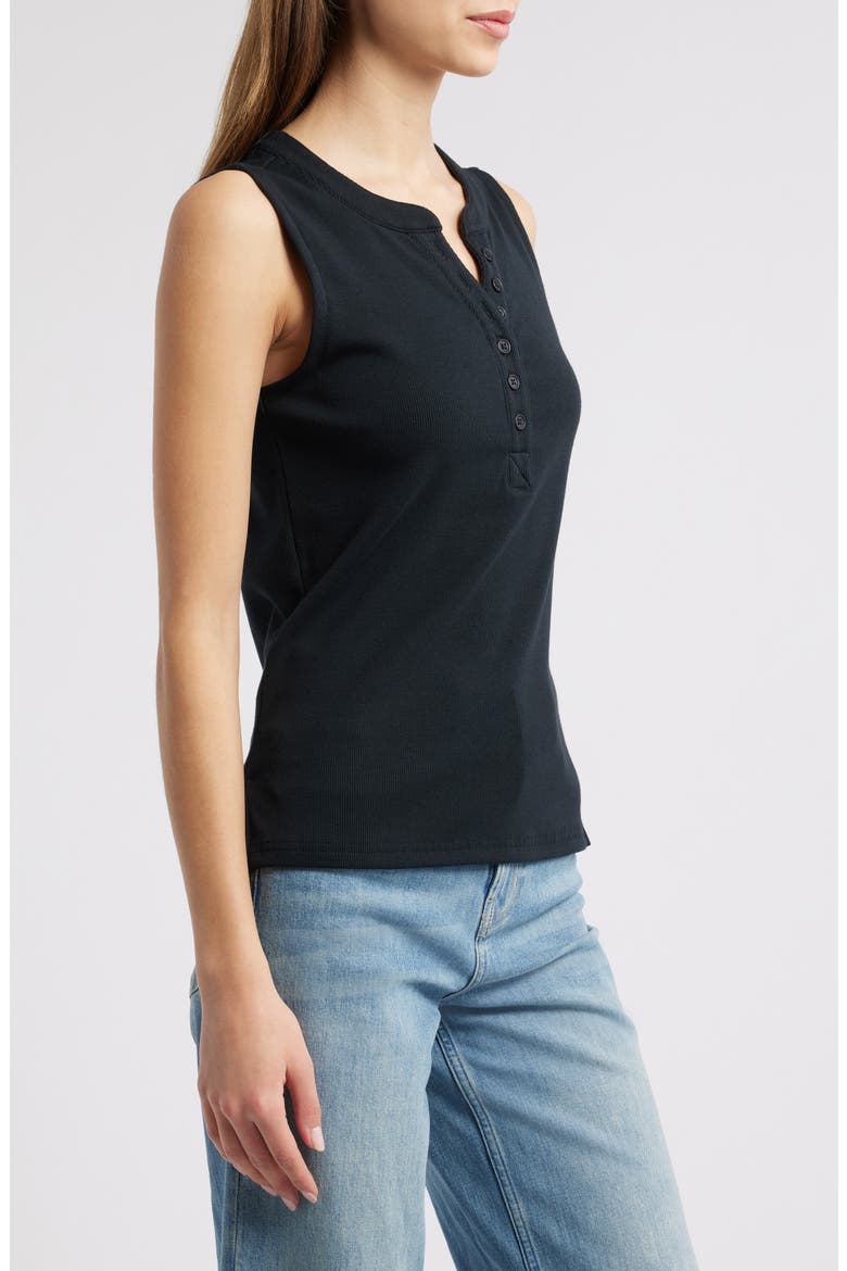 Mayla Rib Henley Tank, Alternate, color, BLACK