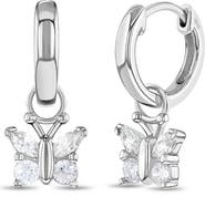 In Season Jewelry Cubic Zirconia Butterfly Dangle Hoop Earrings