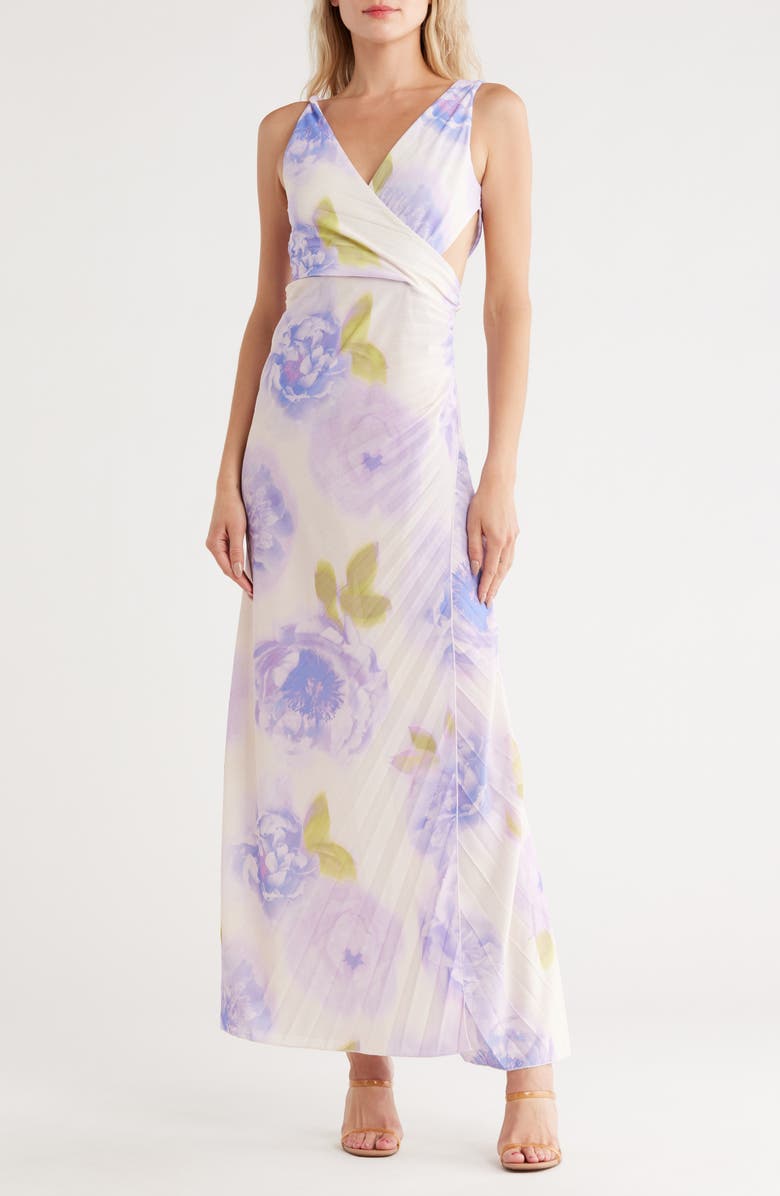 ASOS DESIGN Twist Shoulder Maxi Dress, Main, color, Light Purple Multi