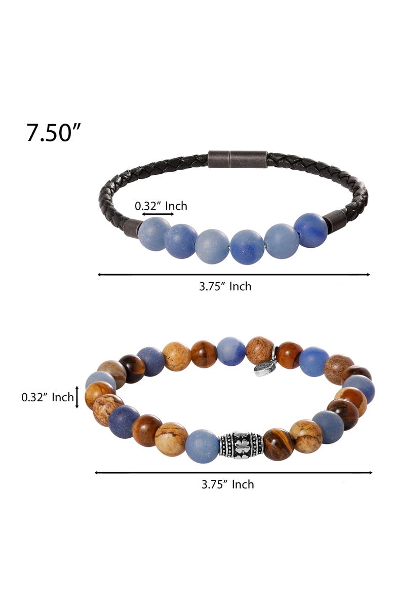 Lucky Brand Stretch Bead & Magnetic Cord, 2 Piece Bracelet Set, Alternate, color, Black, Brown, Blue