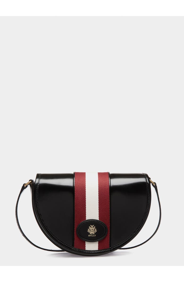 Bally Signature Crossbody Bag in Leather With a Bally Ribbon, Main, color, Black