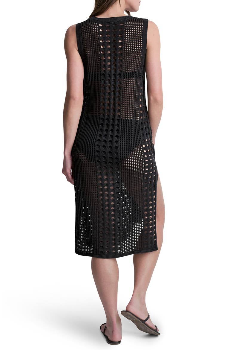 Mixed Open Stitch Sleeveless Cover Up Dress, Alternate, color, BLACK