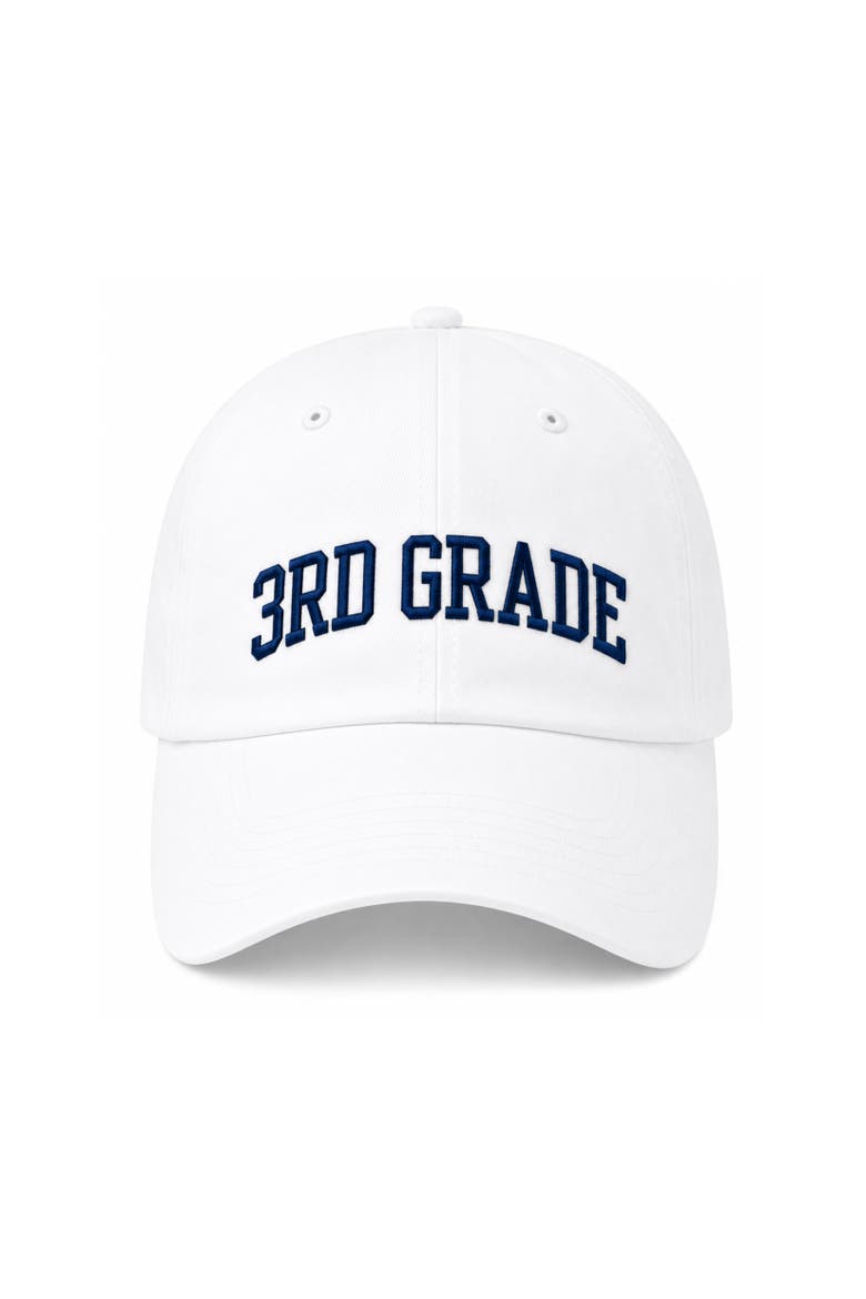 Back-to-School Third Grade Baseball Hat, Main, color, White/Navy