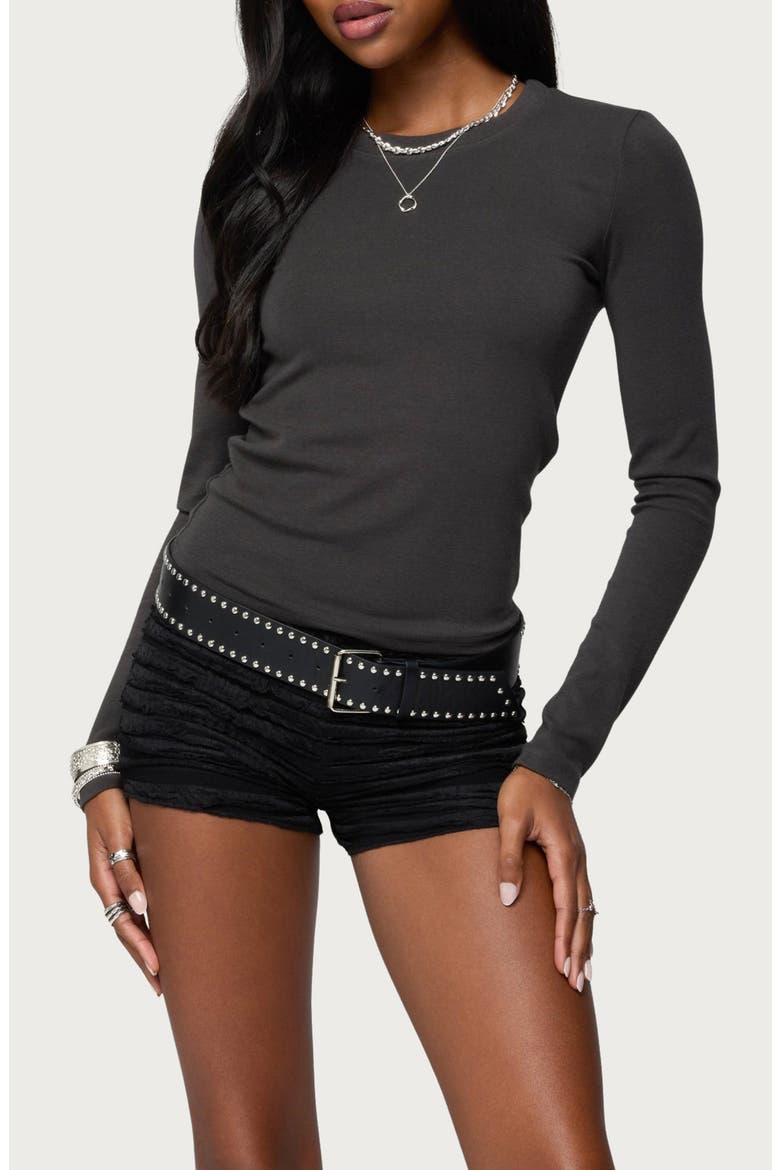 Daphne Long Sleeve Rib T-Shirt, Main, color, DARK-GRAY