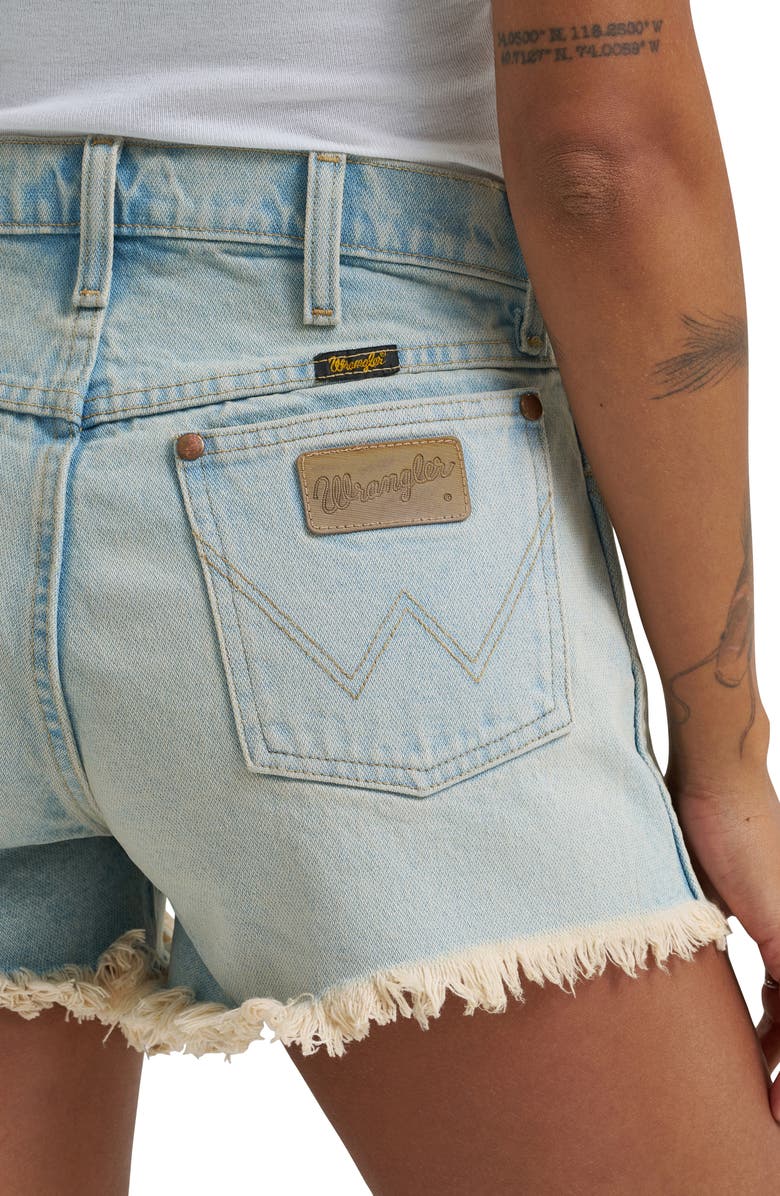 Wrangler Frayed Denim Shorts, Alternate, color, Bleach