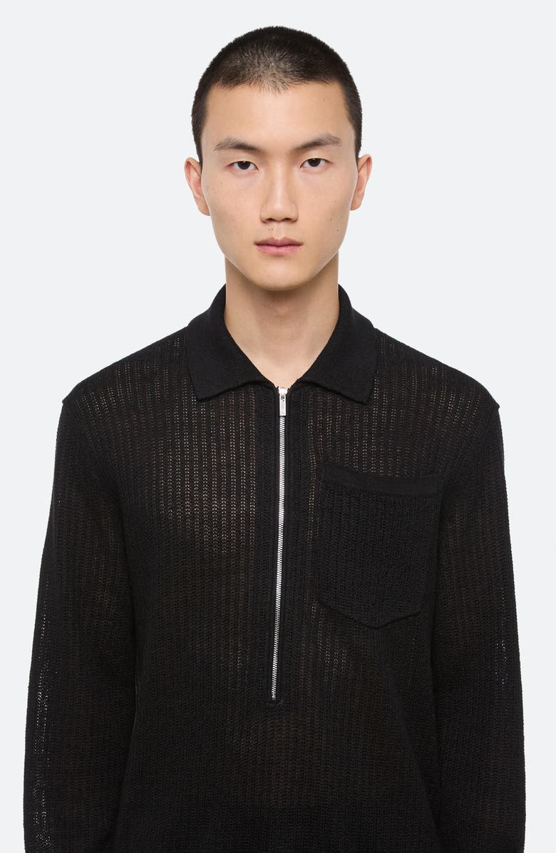 Helmut Lang Half Zip Linen Sweater, Alternate, color, Black - 001