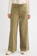 24Colours Drawstring High Waist Cotton Wide Leg Pants