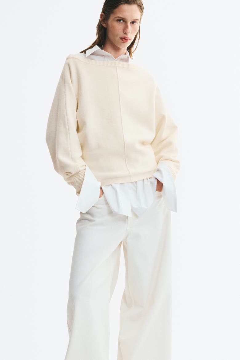 Viscose-Blend Boat-Neck Sweater, Main, color, Cream