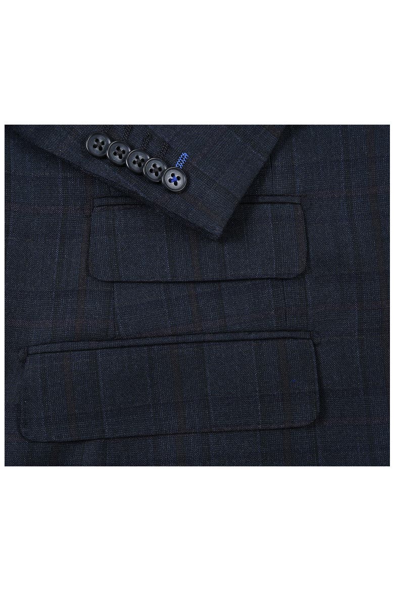 Plaid Trim Fit Peak Lapel Wool Blend Two-Piece Suit, Alternate, color, NAVY