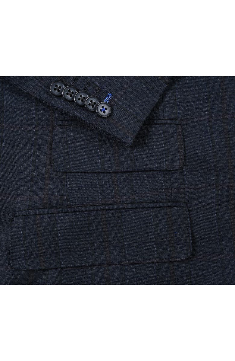 English Laundry Plaid Trim Fit Peak Lapel Wool Blend Two-Piece Suit, Alternate, color, Navy