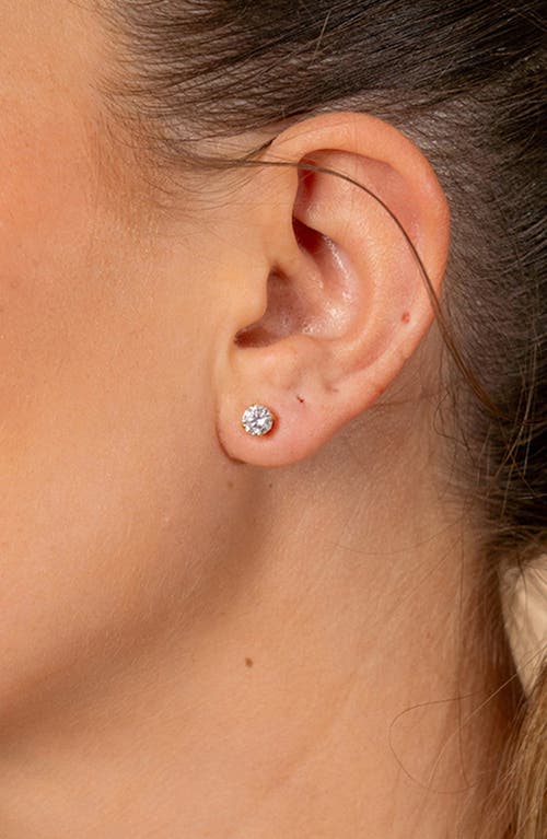 Sterling Forever Sterling Silver Round Cubic Zirconia Stud Earrings In Metallic