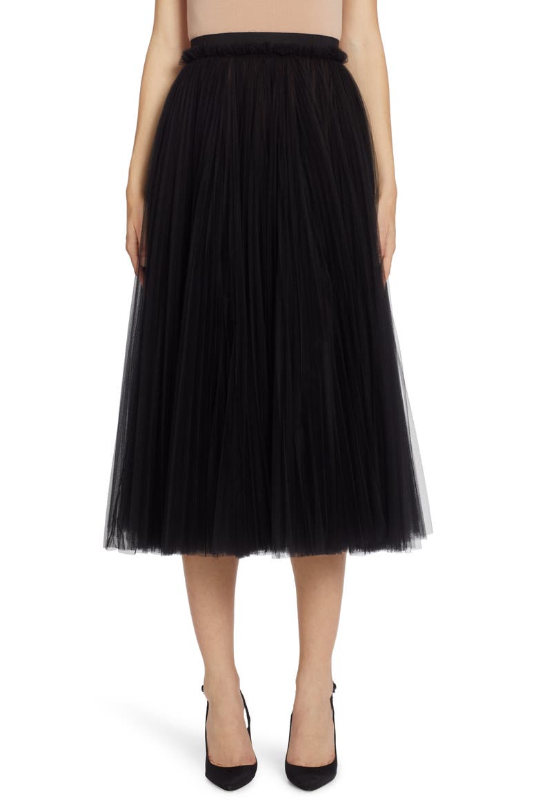 Tulle A-Line Skirt, Main, color, BLACK