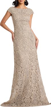 Tadashi Shoji Bateau Neck Lace Gown