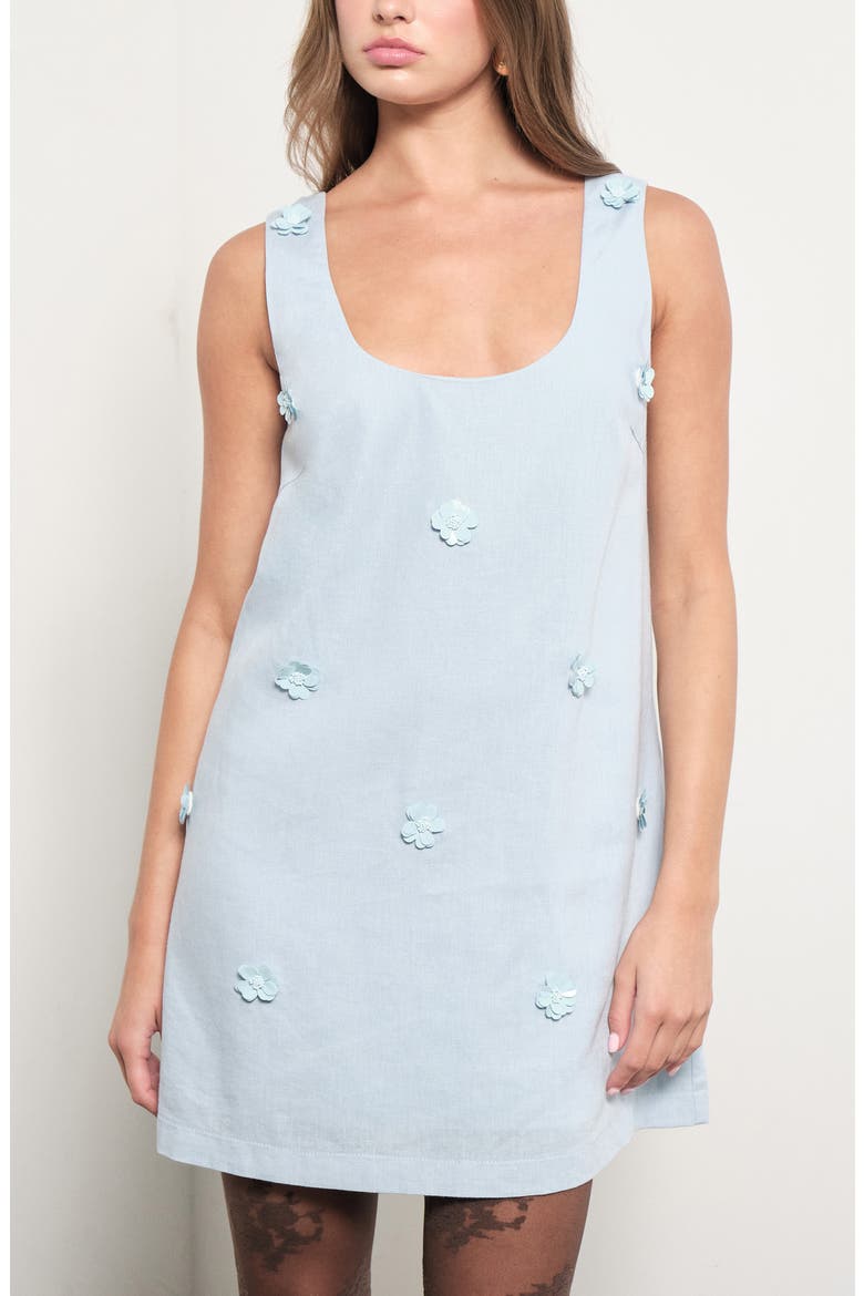 Crosby Floral Appliqué Shift Minidress, Alternate, color, ICE BLUE