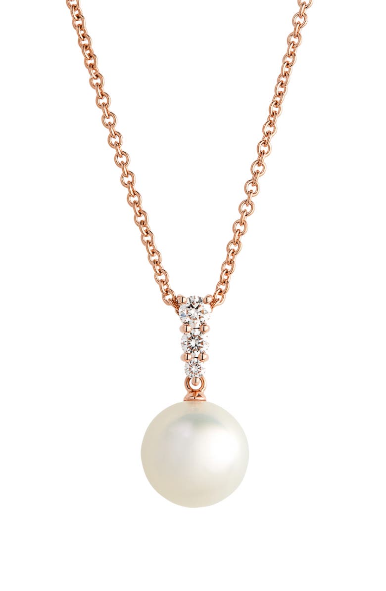 Mikimoto Morning Dew Cultured Pearl & Diamond Pendant Necklace, Main, color, 