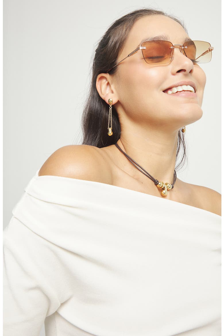 18k gold-plated earrings with long chain and dial detail, Alternate, color, Gold