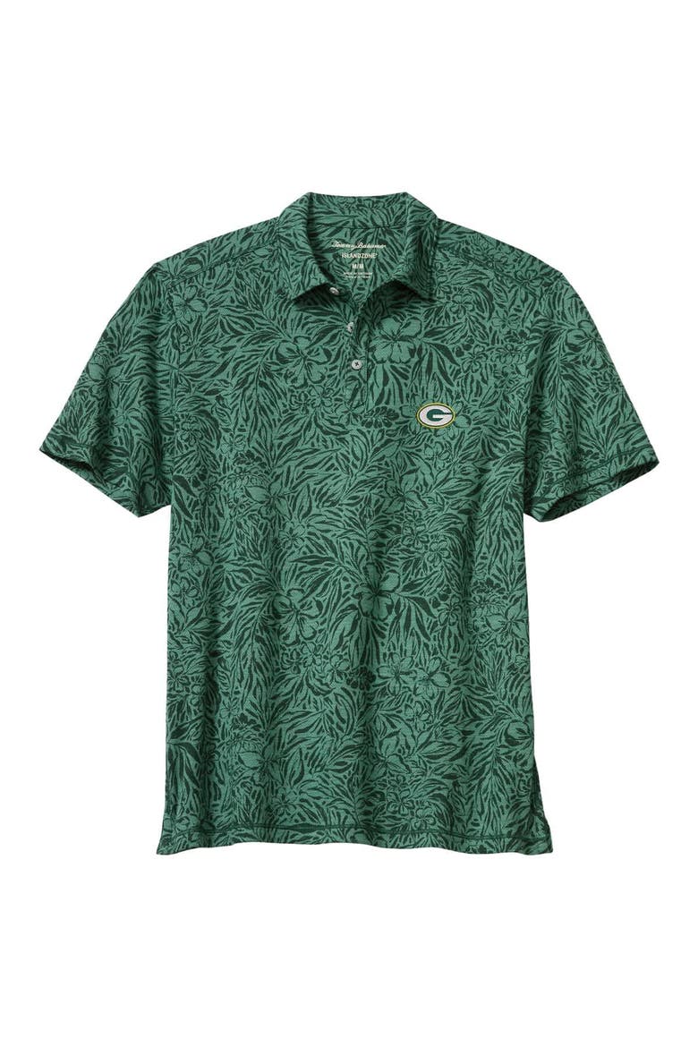 Men's Tommy Bahama Green Green Bay Packers IslandZone Wild Hibiscus Tri-Blend Polo, Main, color, Green