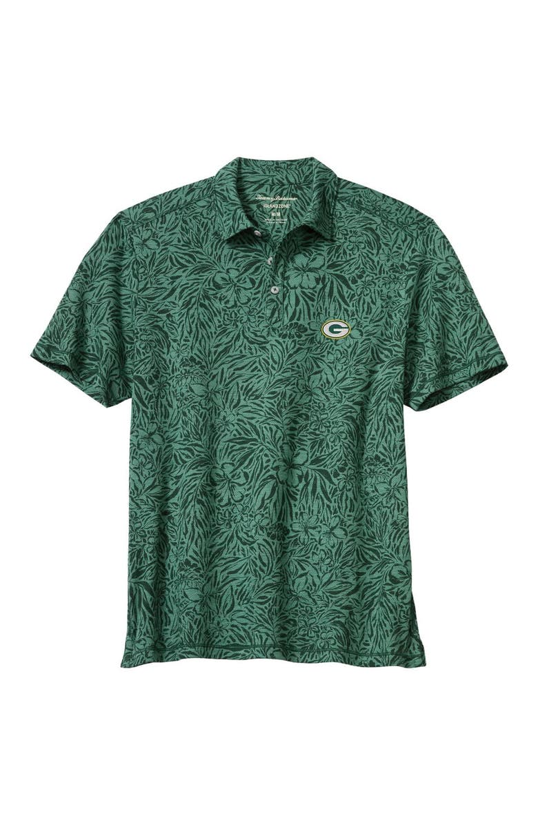 Tommy Bahama Men's Tommy Bahama Green Green Bay Packers IslandZone Wild Hibiscus Tri-Blend Polo, Main, color, Green