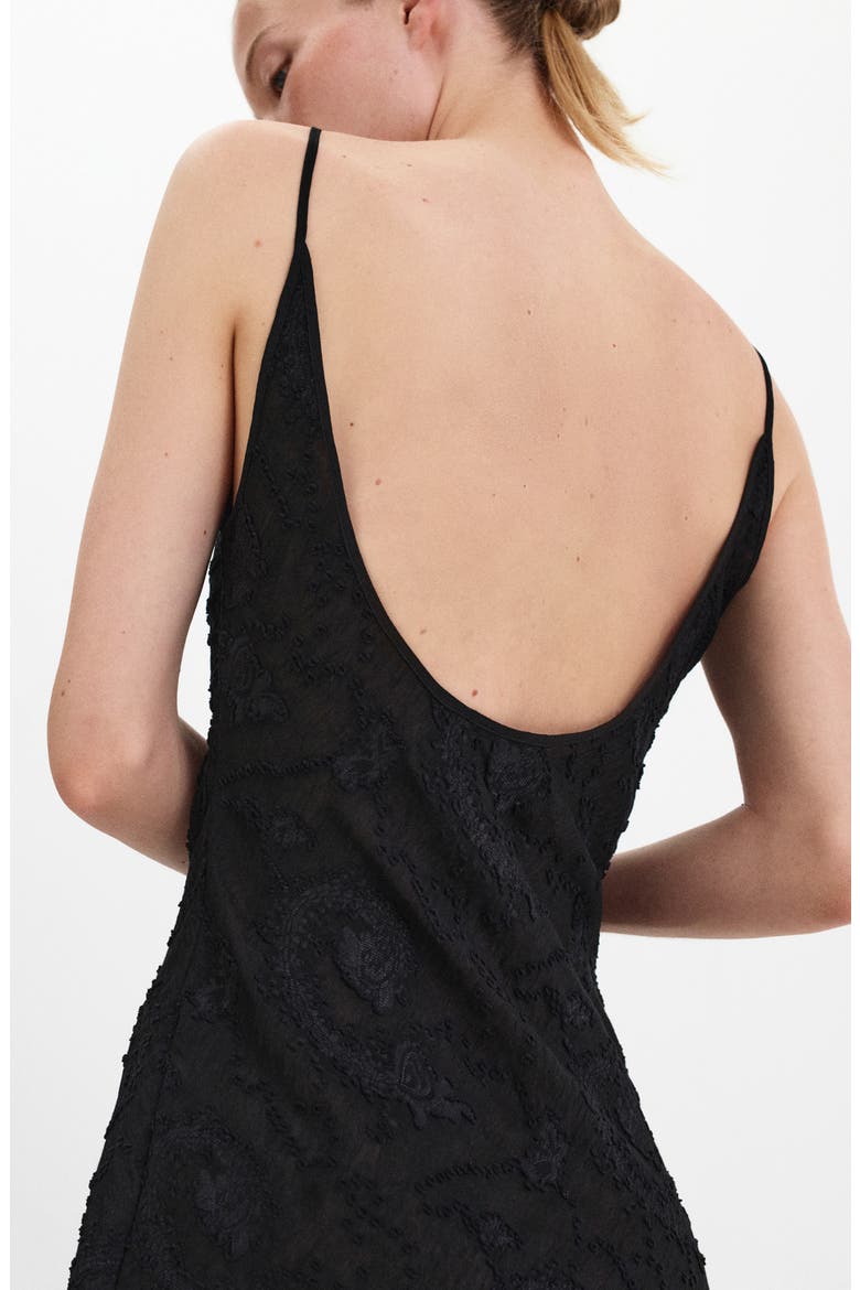 Embroidered Chiffon Slipdress, Alternate, color, BLACK