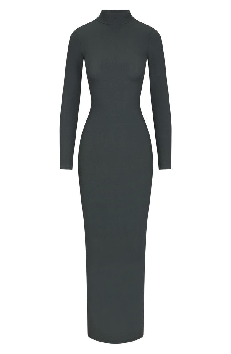 SKIMS Soft Lounge Mock Neck Long Sleeve Maxi Dress, Alternate, color, Deep Sea
