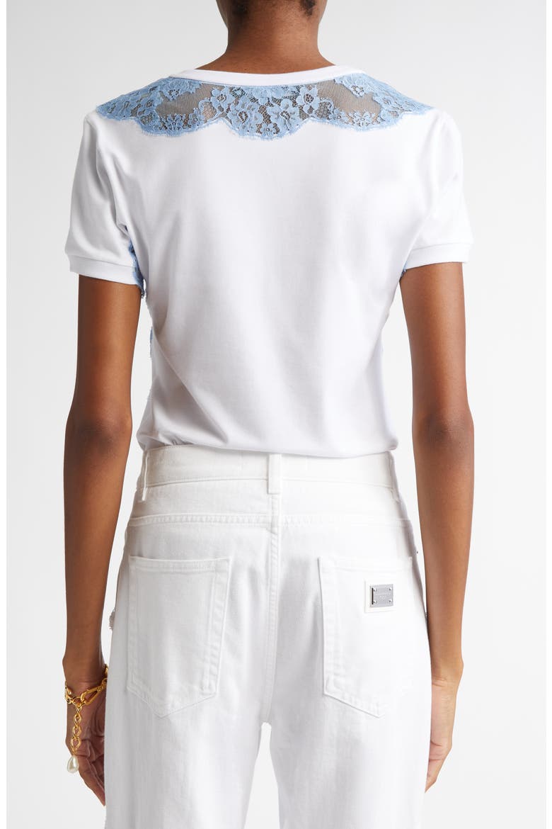 Lace Inset Jersey T-Shirt, Alternate, color, BIANCO OTTICO