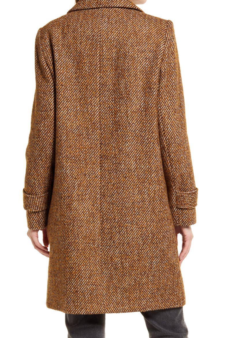 Notch Collar Tweed Coat, Alternate, color, BROWN TWEED