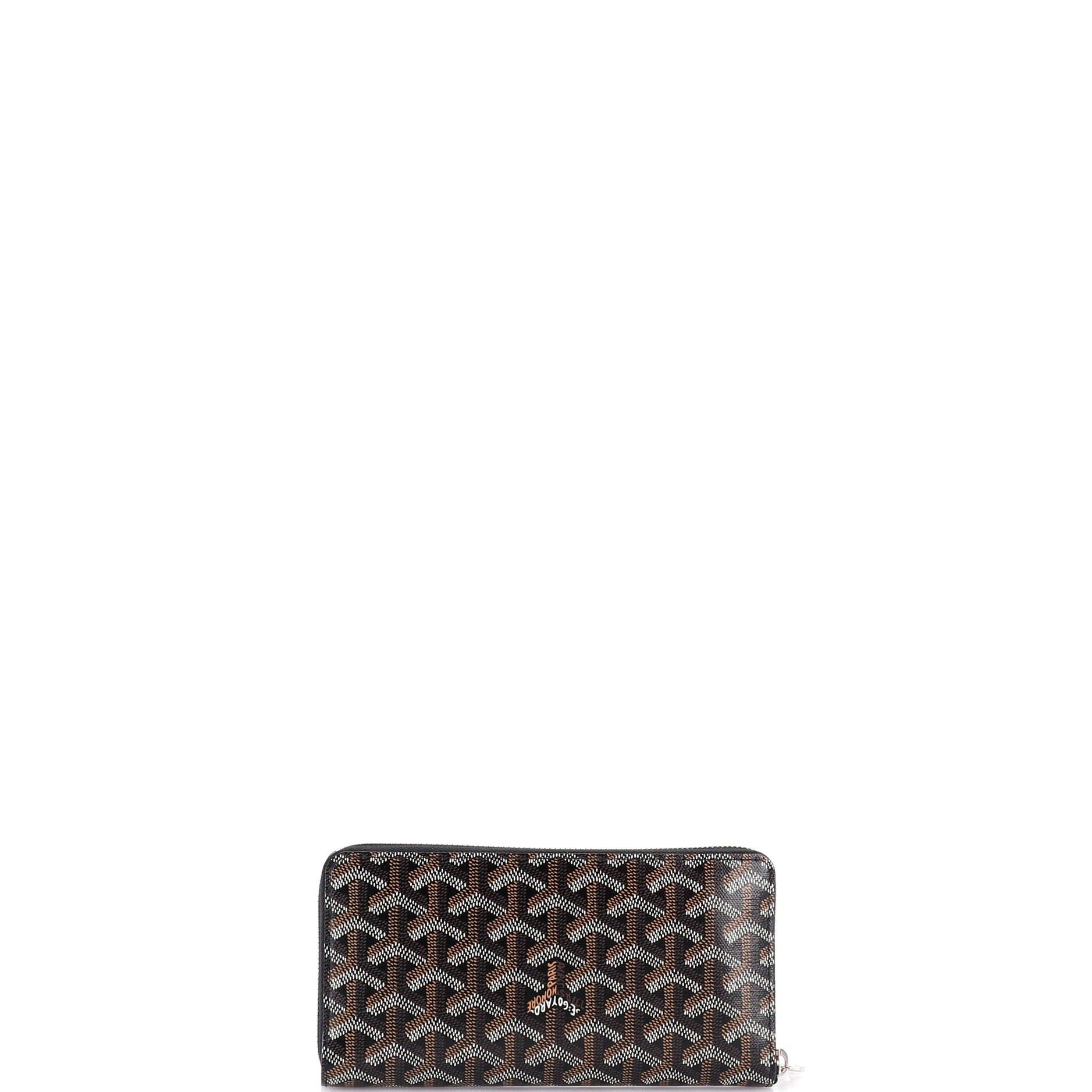 Pre-Owned Goyard Matignon Zip Wallet Coated Canvas with Leather, Alternate, color, Black