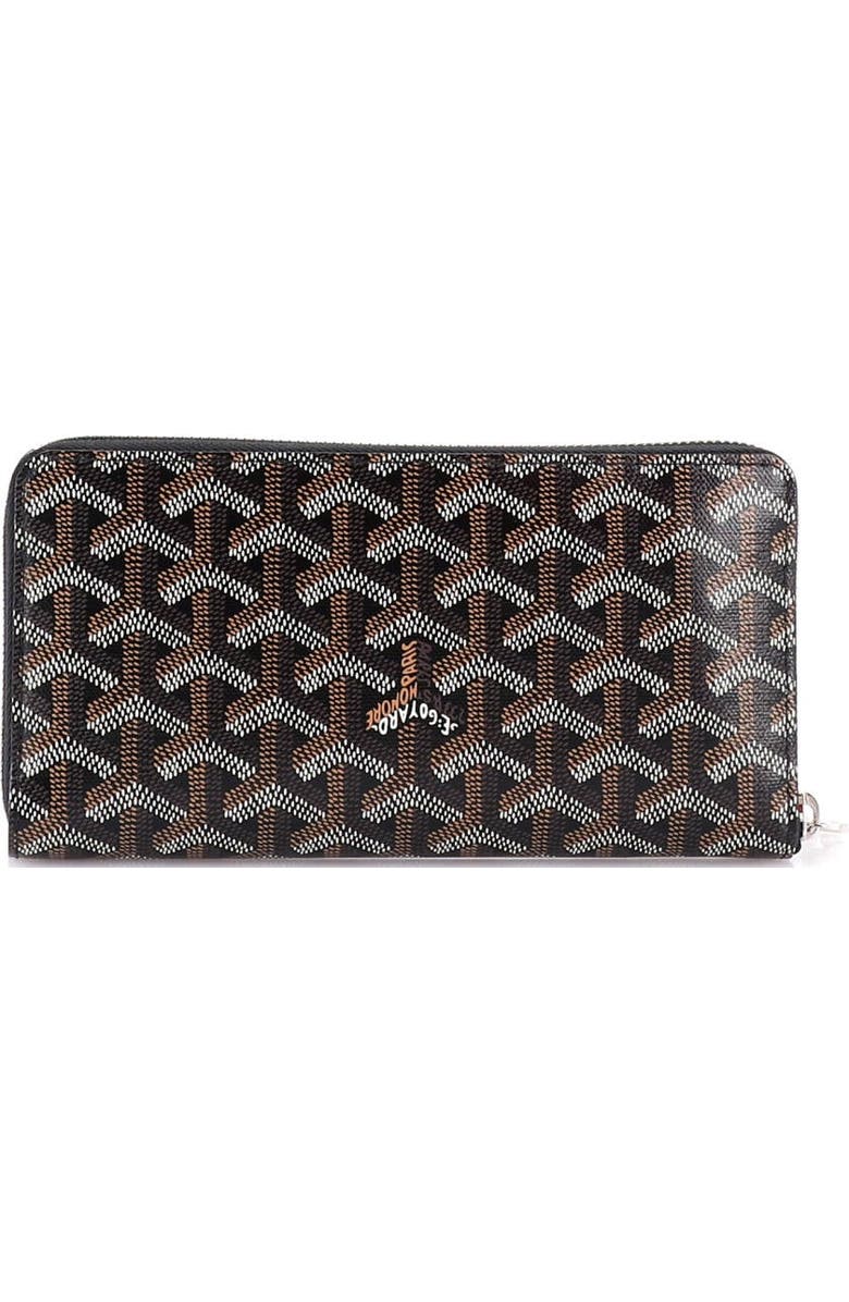 Pre-Owned Goyard Matignon Zip Wallet Coated Canvas with Leather, Alternate, color, Black