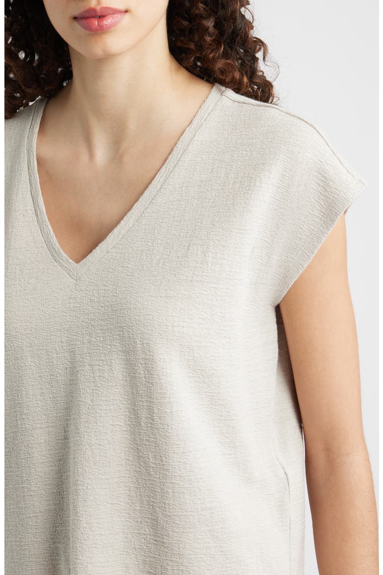 V-Neck Organic Cotton Square Top, Alternate, color, CHALK