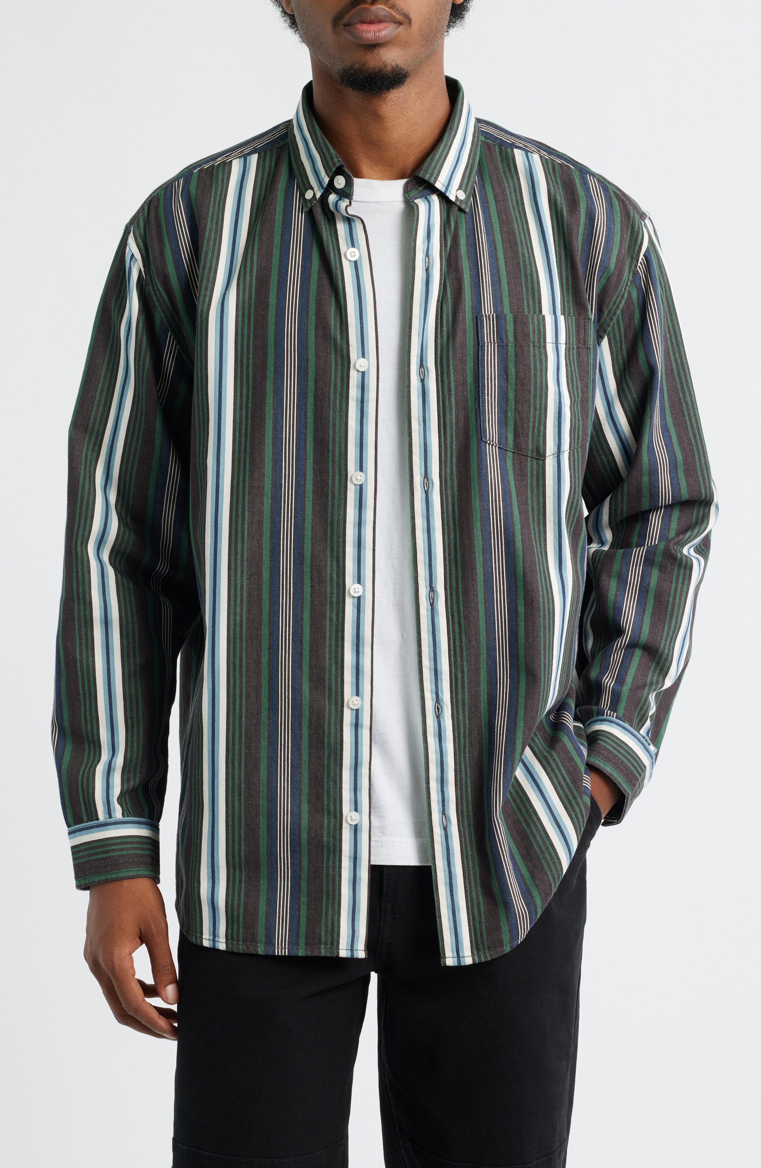 BP. Stripe Cotton Button-Down Shirt