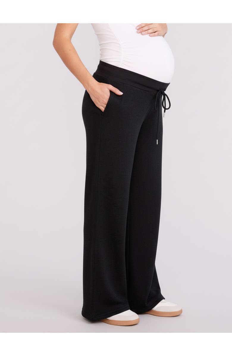 MOTHERHOOD MATERNITY Under the Belly Wide Leg Sweatpants, Main, color, Black