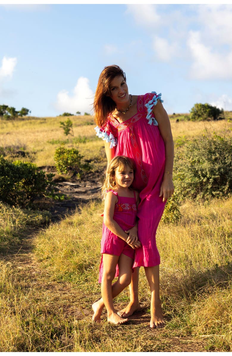 Mer St. Barth Maxi Sandrine Women's Dress Raspberry Embroidery, Alternate, color, Pink