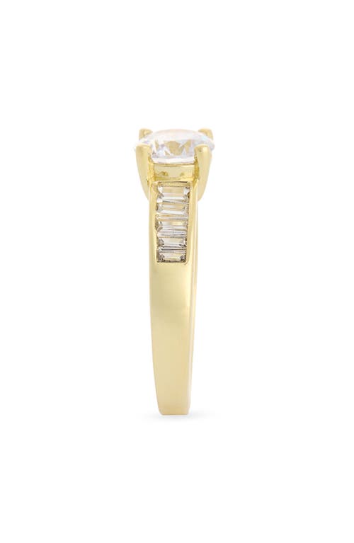 Nordstrom Rack Baguette Flanked Cubic Zirconia Solitaire Ring In Gold