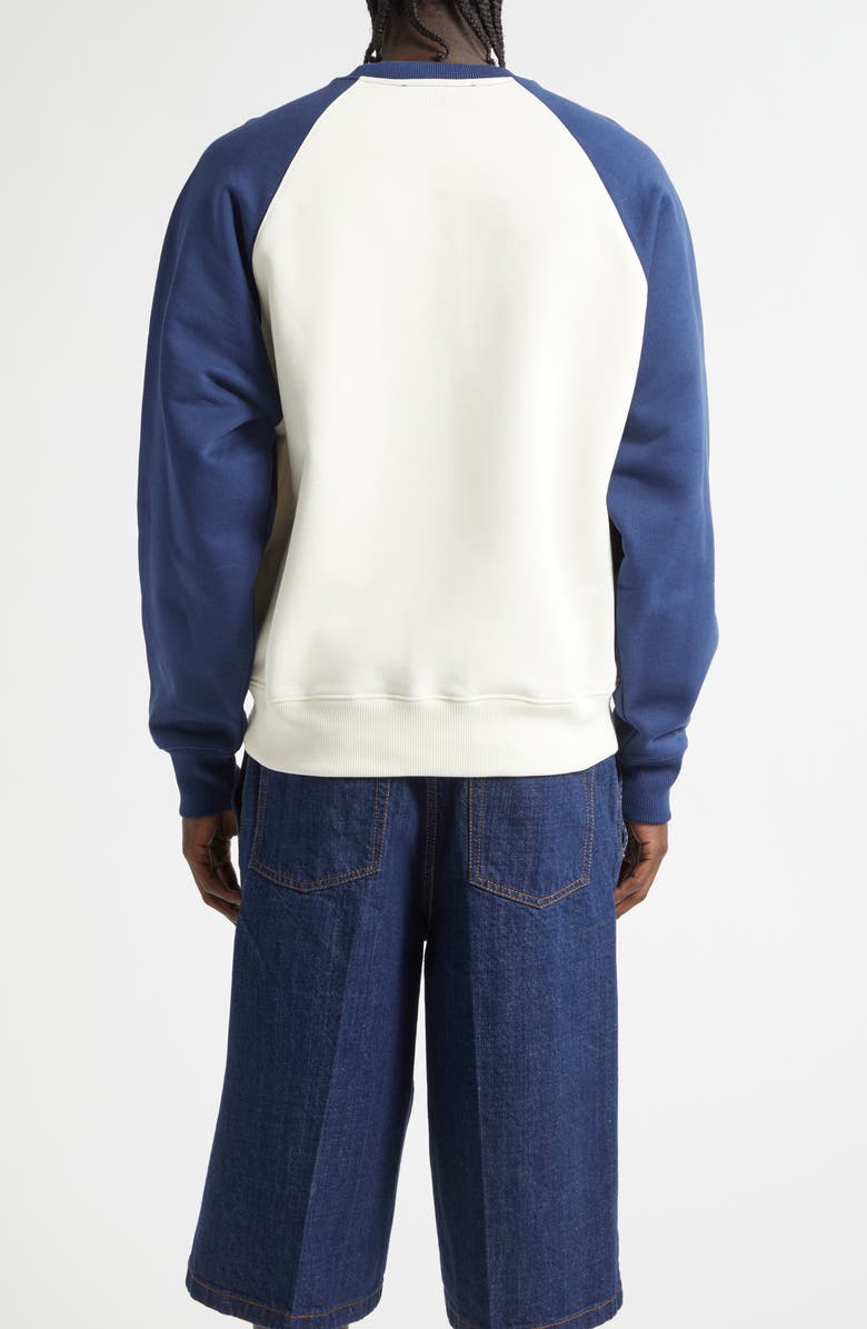 AMI PARIS Ami de Coeur Boxy Colorblock Baseball Sweatshirt, Alternate, color, Blanc Creme/ Encre