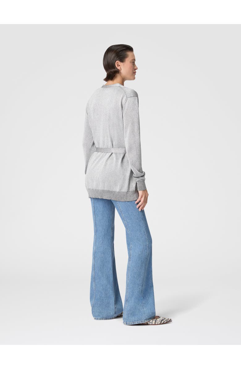 Missoni Viscose Lamé Cardigan With Belt, Alternate, color, Light Blue