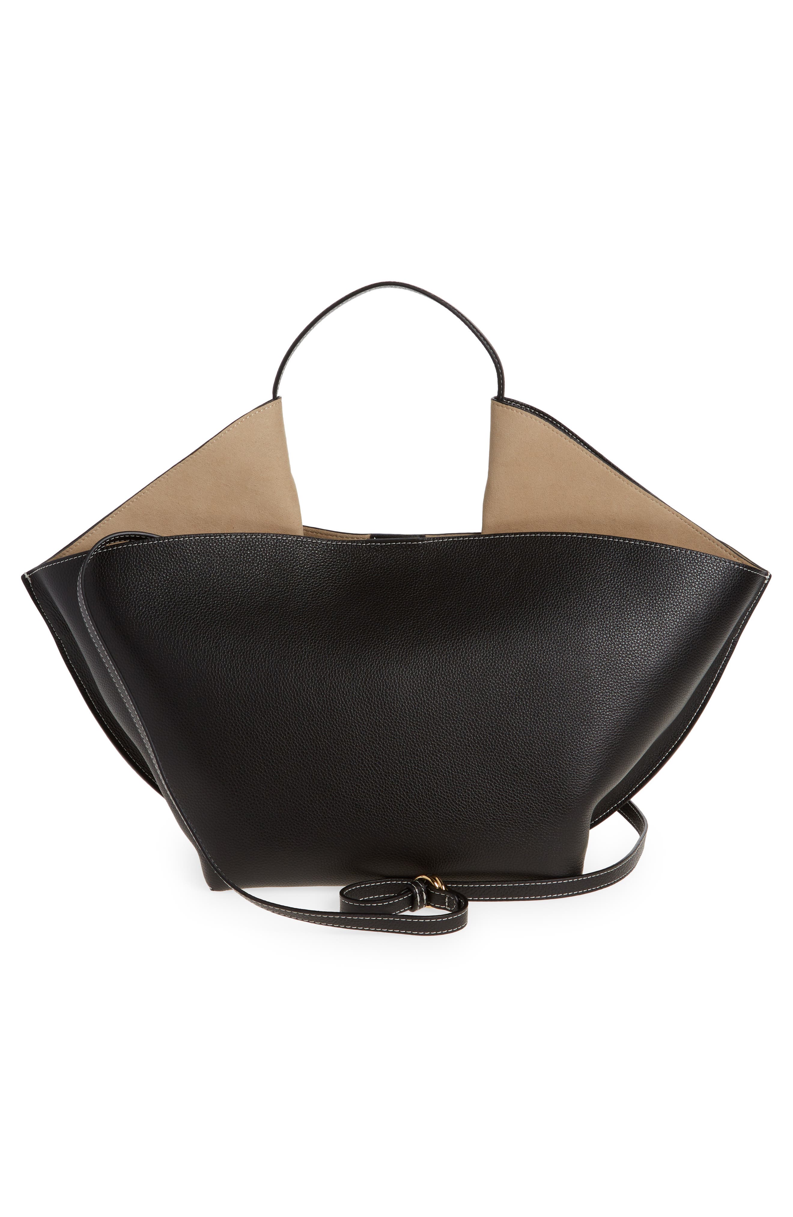 Ree Projects Medium Anne East/West Leather Tote, Alternate, color, Black