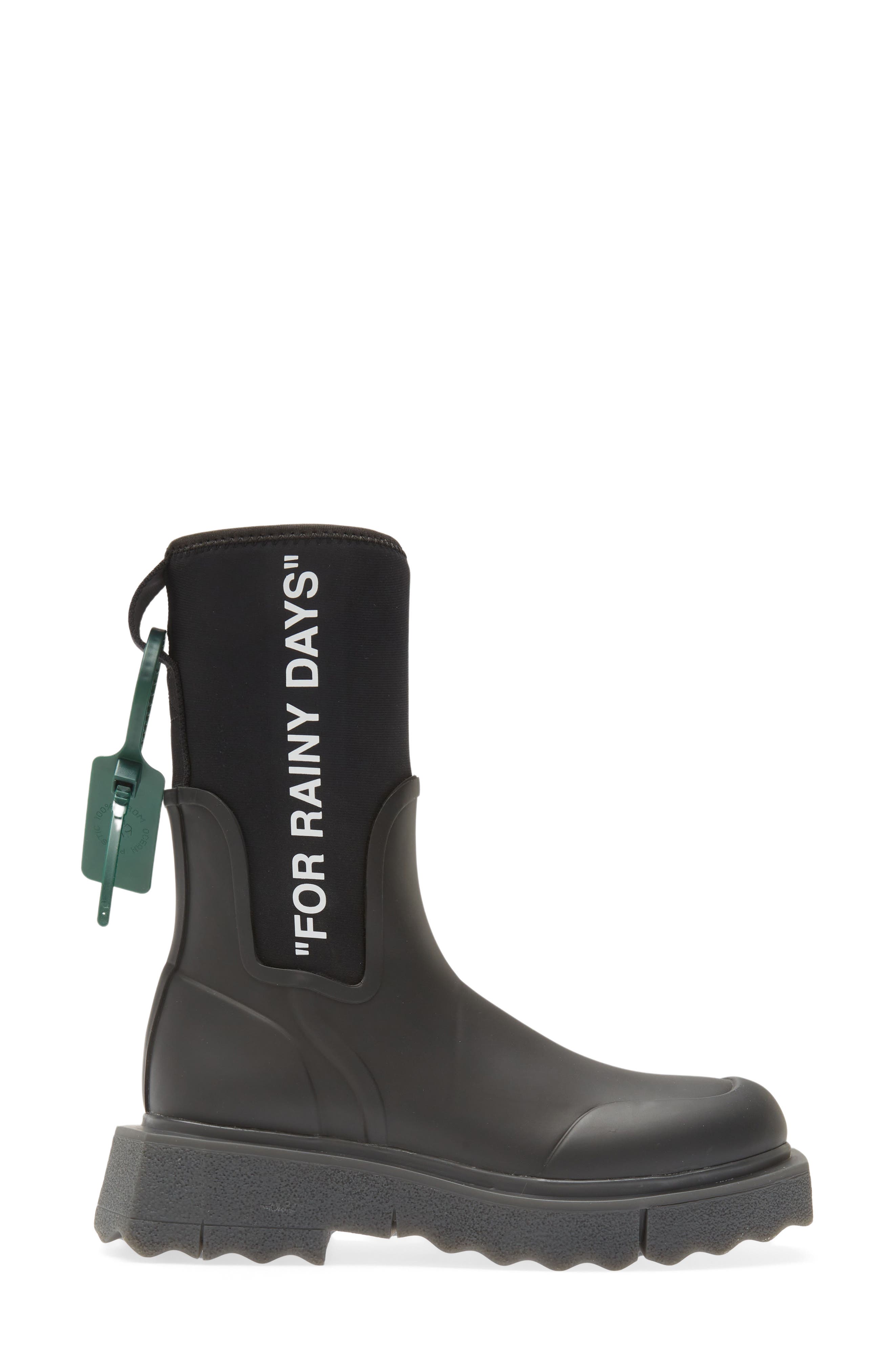 Off-White Sponge Sole Waterproof Rain Boot, Alternate, color, 