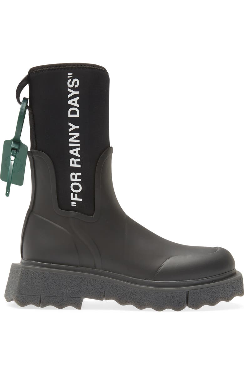 Off-White Sponge Sole Waterproof Rain Boot, Alternate, color,