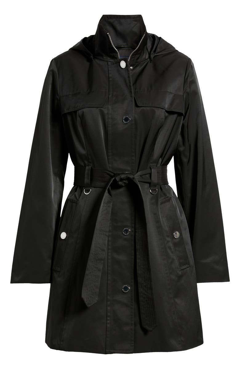 London Fog Belted Cotton Blend Coat, Main, color, Black