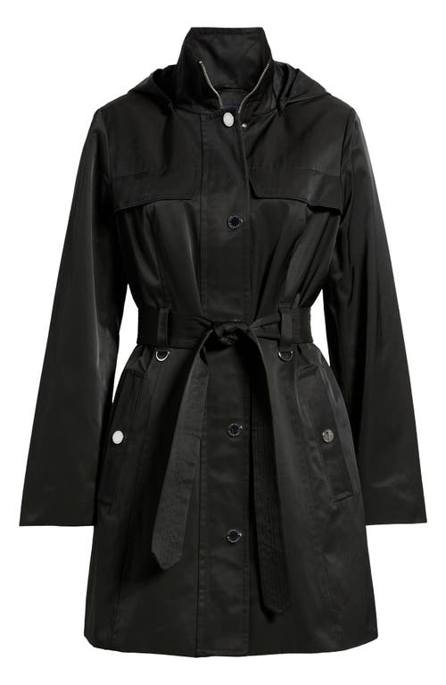 London Fog Belted Cotton Blend Coat In Black