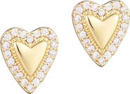 Adornia CZ Halo Heart Stud Earrings