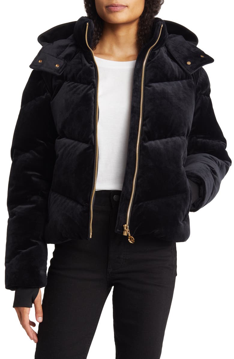 Moose Knuckles Seville Down Velvet Puffer Jacket, Main, color,