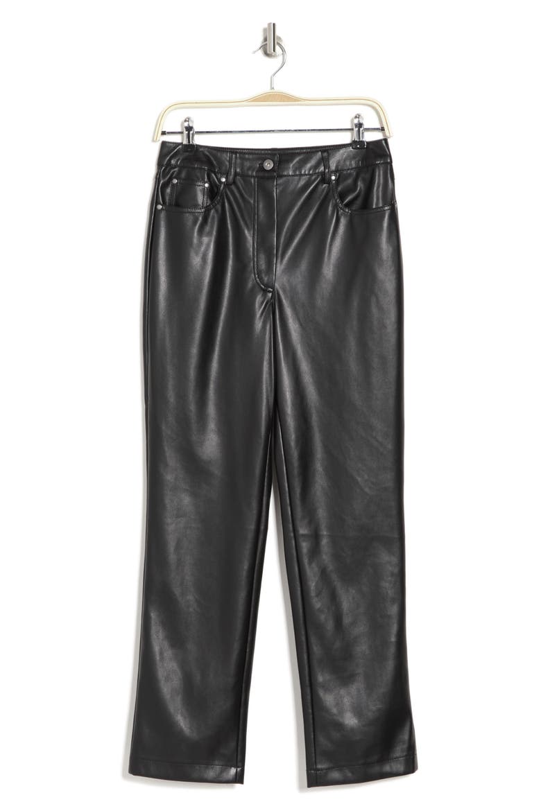 Straight Leg Faux Leather Pants, Alternate, color, BLACK
