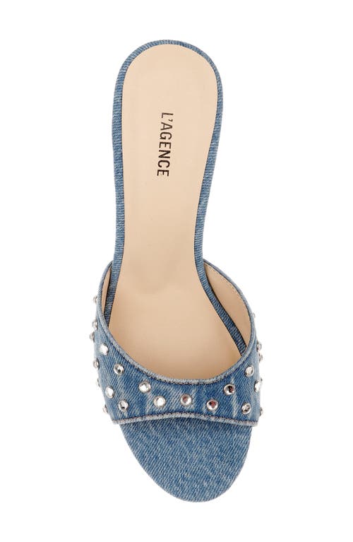 L'agence Lucienne Embellished Denim Mules Light Denim In Blue