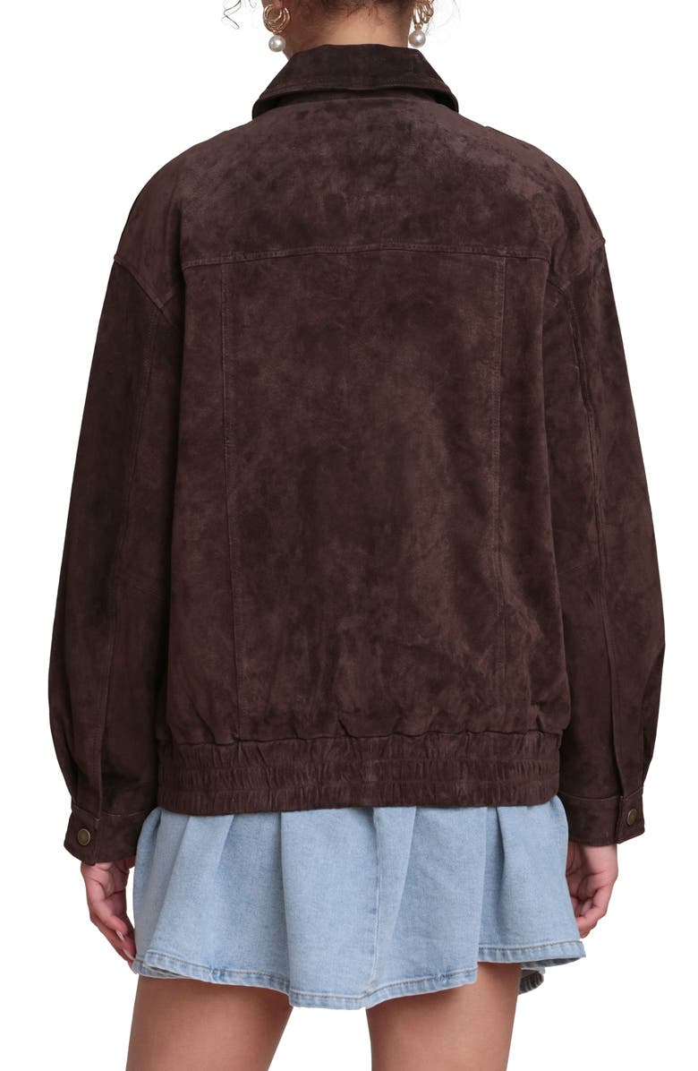 Avec Les Filles Suede Bomber Jacket, Alternate, color, Chocolate