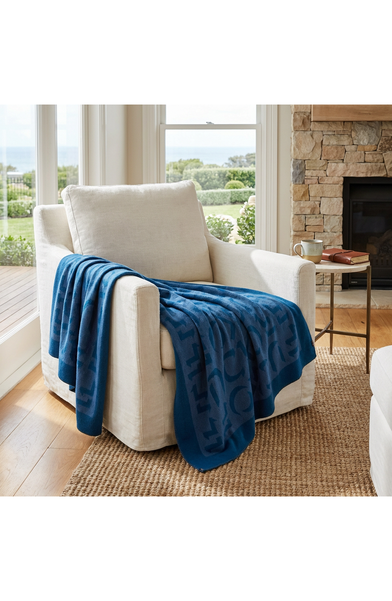 Prince of Scots Merino Wool Fleece Throw, Alternate, color, Blue Expletive