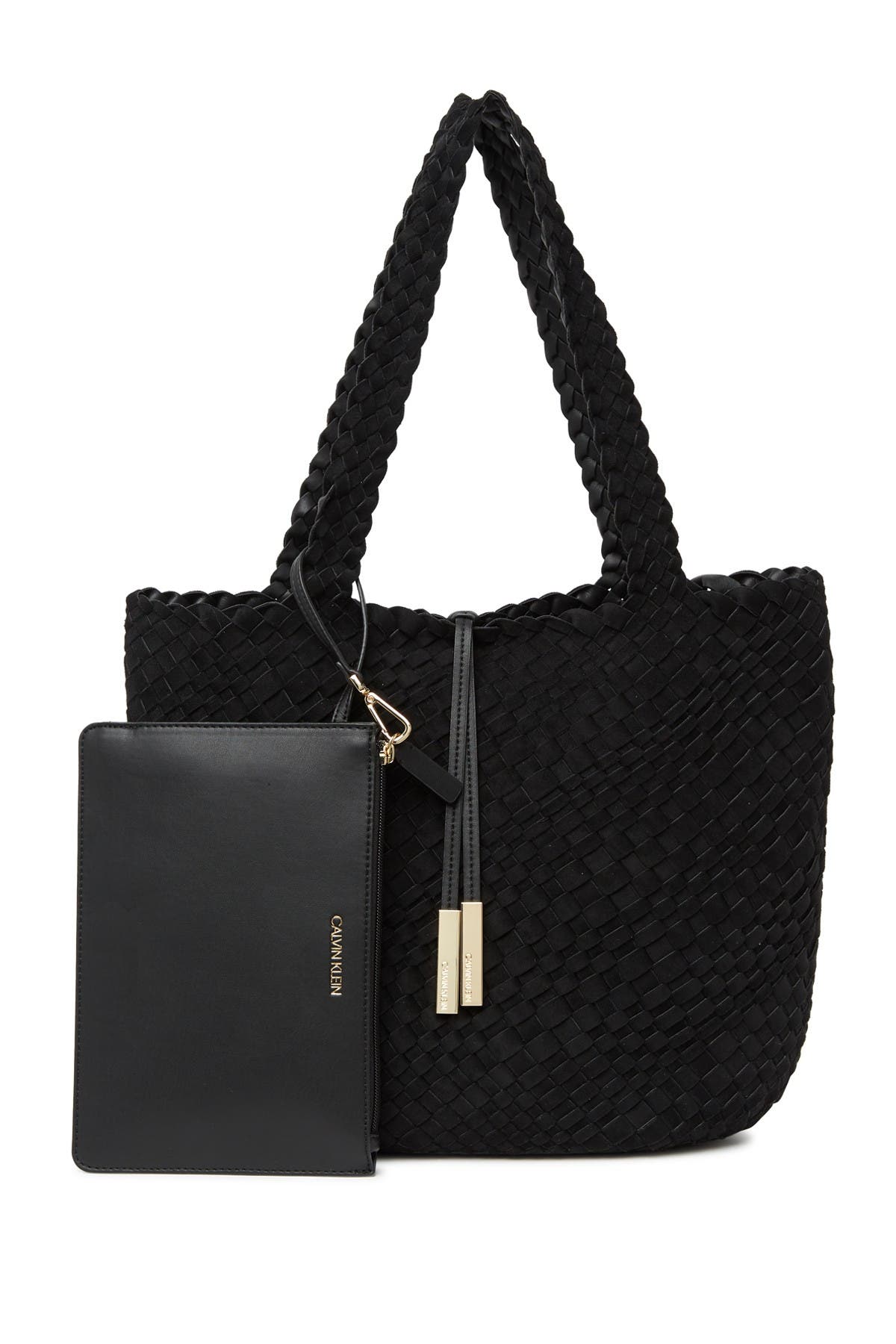 Calvin Klein Naomi Woven North/South Novelty Tote, Main, color, 