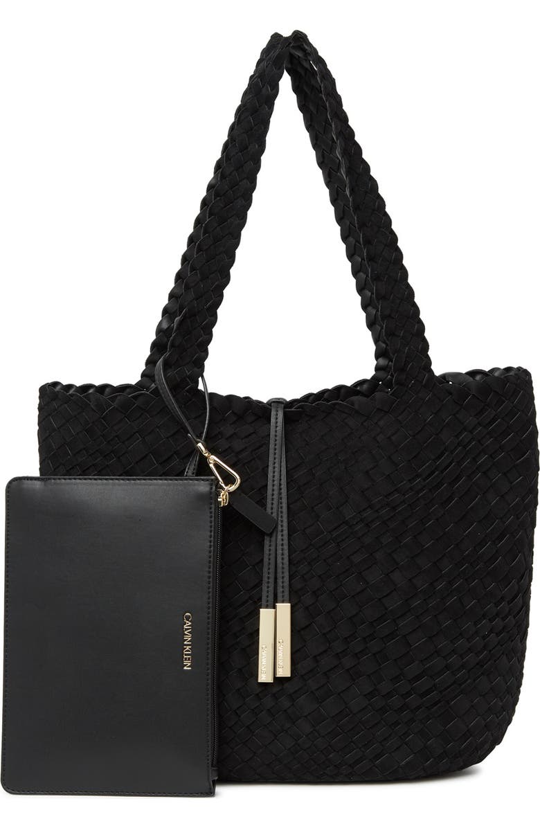 Calvin Klein Naomi Woven North/South Novelty Tote, Main, color,