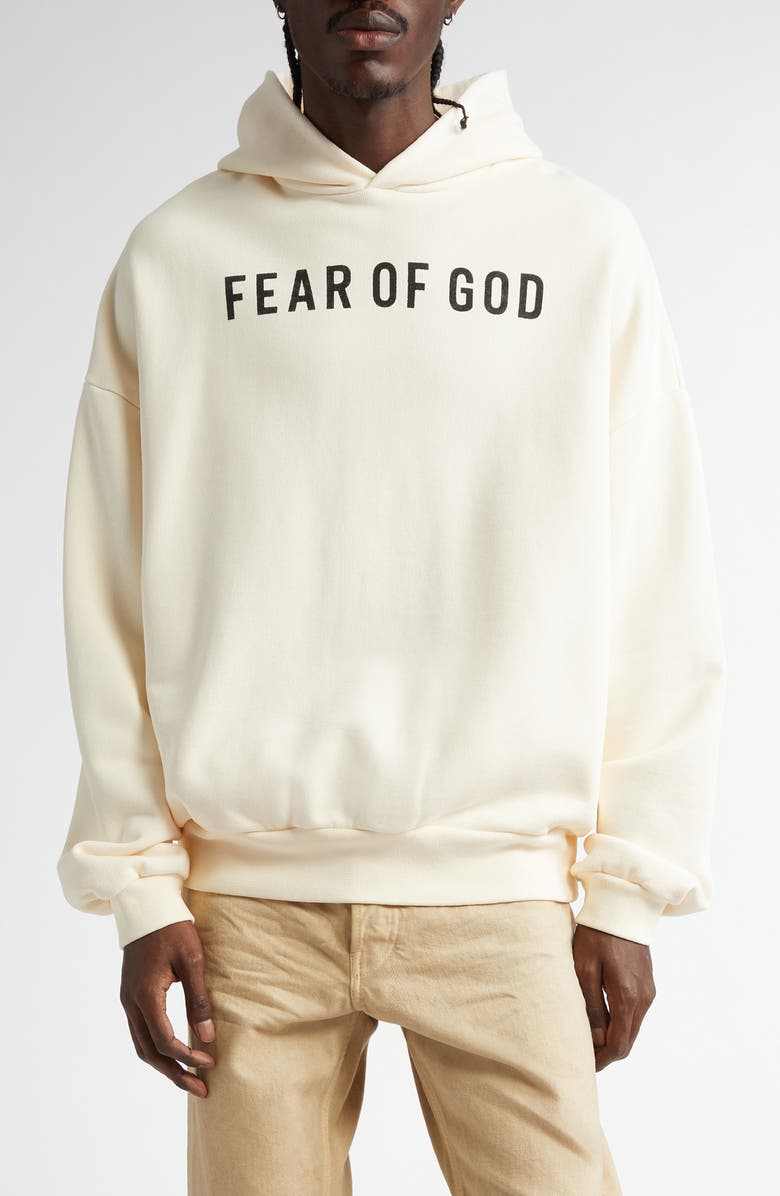 Fear of God Cotton French Terry Logo Hoodie, Main, color, White