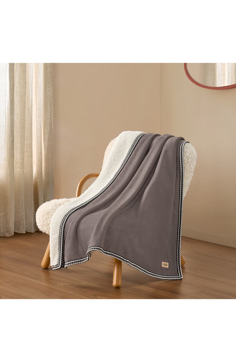 UGG<sup>®</sup> Kirkwood Uggbraid Throw Blanket, Alternate, color, Charcoal